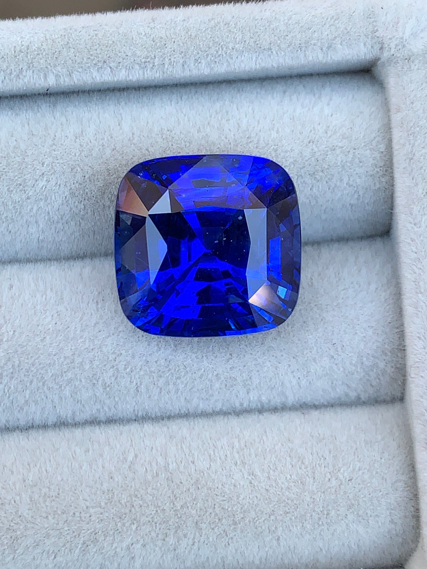Saphir Bleu Royal de 16,2ct sur fond blanc doux.