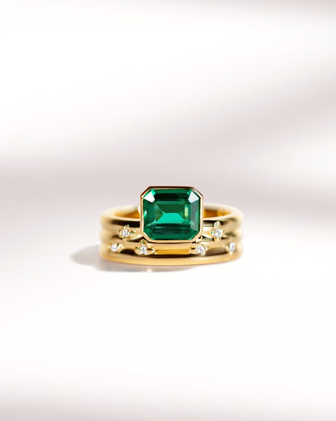 Bague de Fiançailles avec Emeraude de Zambie