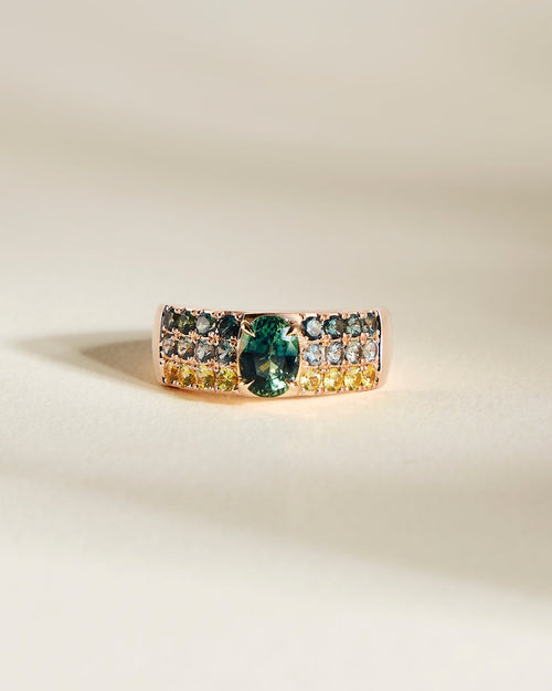 Bague de fiançailles avec saphir teal