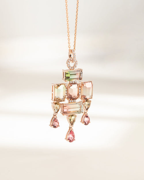 Pendentif en or rose avec Tourmalines bicolores