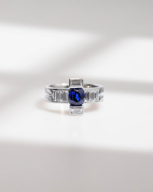 Bague avec Saphir bleu