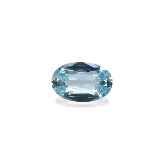 La Bonnot Paris Aigue-Marine 1,75 ct, une pierre précieuse brillante de forme ovale aux multiples facettes, est présentée sur un fond blanc uni, soulignant sa clarté et sa brillance.