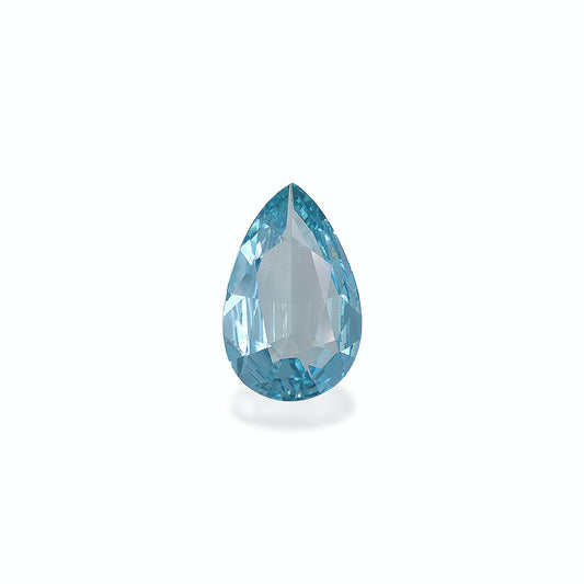 L'Aigue-Marine · 6,21 ct de Bonnot Paris, avec sa silhouette en forme de larme, rayonne de sophistication tandis que ses facettes bleues captivent la lumière sur un simple fond blanc.