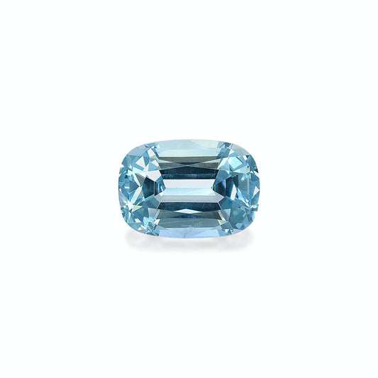 La Bonnot Paris Aigue-Marine · 5,15 ct, taille coussin, présente une couleur bleu clair romantique qui brille brillamment sur un fond blanc uni.