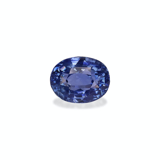Un gros plan du Bonnot Paris Saphir Bleu · 3,11 ct sur un fond blanc immaculé met en valeur ses facettes lumineuses, reflétant une gamme de teintes bleues.