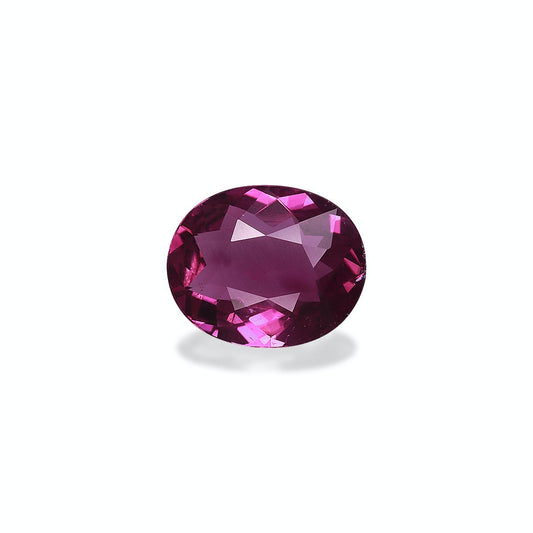Une pierre précieuse Tourmaline Cuprifère ovale facettée de 2,31 ct de Bonnot Paris, avec une surface polie lisse, repose sur un fond blanc uni.