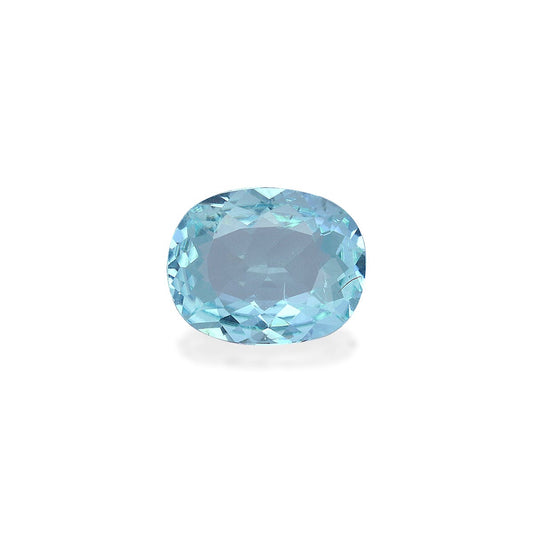 La Tourmaline Paraïba · 0,92 ct de Bonnot Paris est présentée sur un fond blanc uni. Sa forme ovale scintillante et sa teinte bleu clair captent la lumière, mettant en valeur sa clarté et son éclat.
