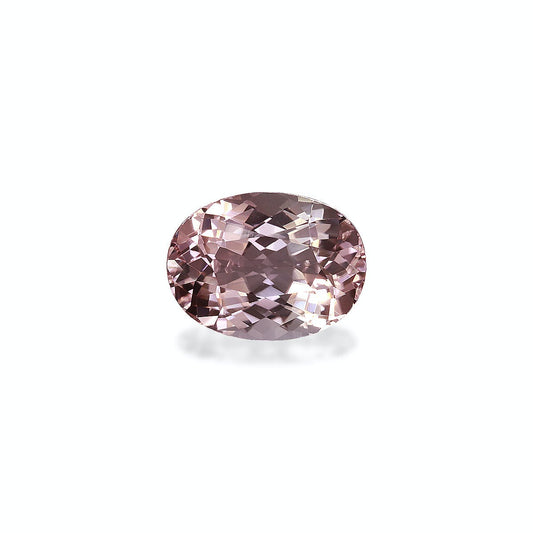 Une pierre précieuse Tourmaline Rose brillante de 7,36 ct de Bonnot Paris présentée sur un fond blanc uni, mettant en valeur sa brillance facettée, sa forme ovale et ses surfaces réfléchissant la lumière.