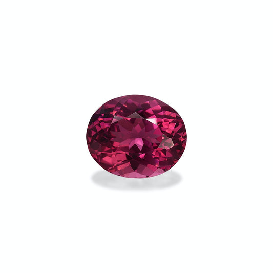 Une Tourmaline Rose ronde, rose foncé de 5,88 carats de Bonnot Paris, avec de multiples facettes réfléchissant la lumière, sur un fond blanc uni.