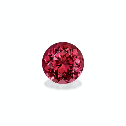 La Tourmaline Rose de Bonnot Paris présente une pierre précieuse rose foncé de taille ronde de 6,65 ct avec des facettes complexes qui scintillent sur un fond blanc uni.