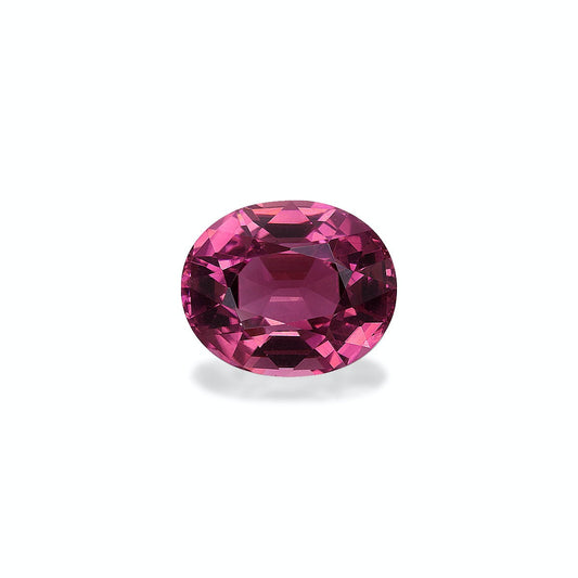 La Tourmaline Rose · 3,31 ct de Bonnot Paris présente une pierre précieuse rose ovale facettée et vibrante sertie sur un fond blanc uni.