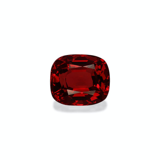 Le Spinelle Rouge · 1,17 ct de Bonnot Paris présente une pierre précieuse rouge foncé taille coussin avec une finition brillante sur un fond blanc uni.